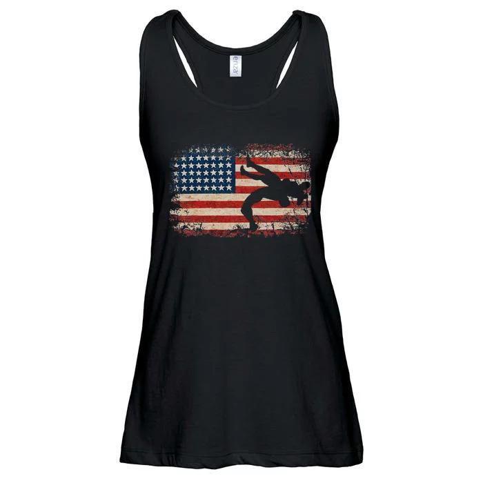 Usa Flag Wrestling American Flag Wrestling Wrestle Gift Ladies Essential Flowy Tank