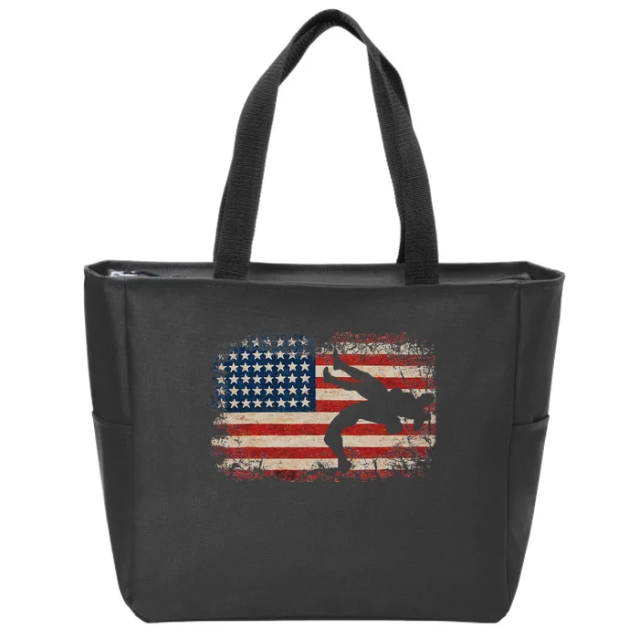 Usa Flag Wrestling American Flag Wrestling Wrestle Gift Zip Tote Bag