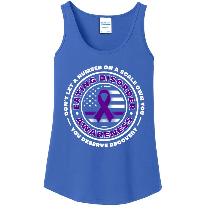 Us Flag With Purple Ribbons For Eating Disorder Awareness Cool Gift Ladies Essential Tank