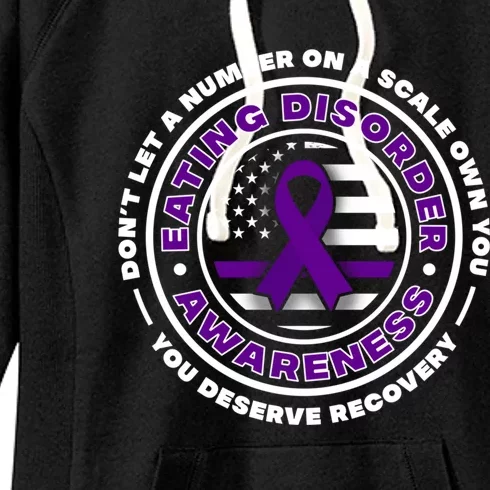 Us Flag With Purple Ribbons For Eating Disorder Awareness Cool Gift Women's Fleece Hoodie