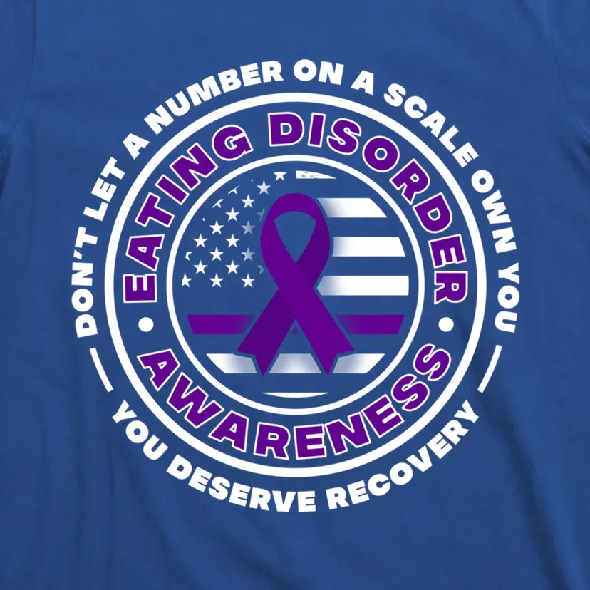 Us Flag With Purple Ribbons For Eating Disorder Awareness Cool Gift T-Shirt