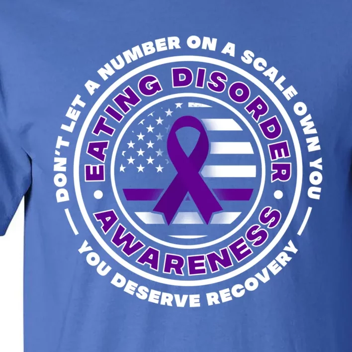 Us Flag With Purple Ribbons For Eating Disorder Awareness Cool Gift Tall T-Shirt