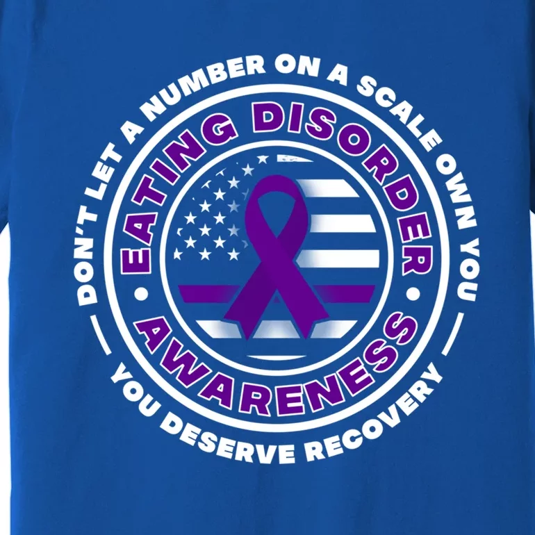 Us Flag With Purple Ribbons For Eating Disorder Awareness Cool Gift Premium T-Shirt