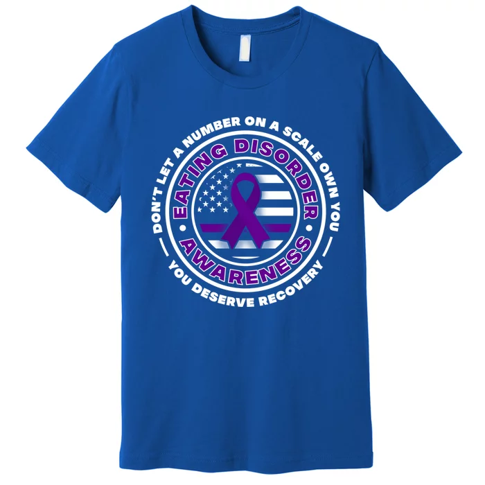 Us Flag With Purple Ribbons For Eating Disorder Awareness Cool Gift Premium T-Shirt