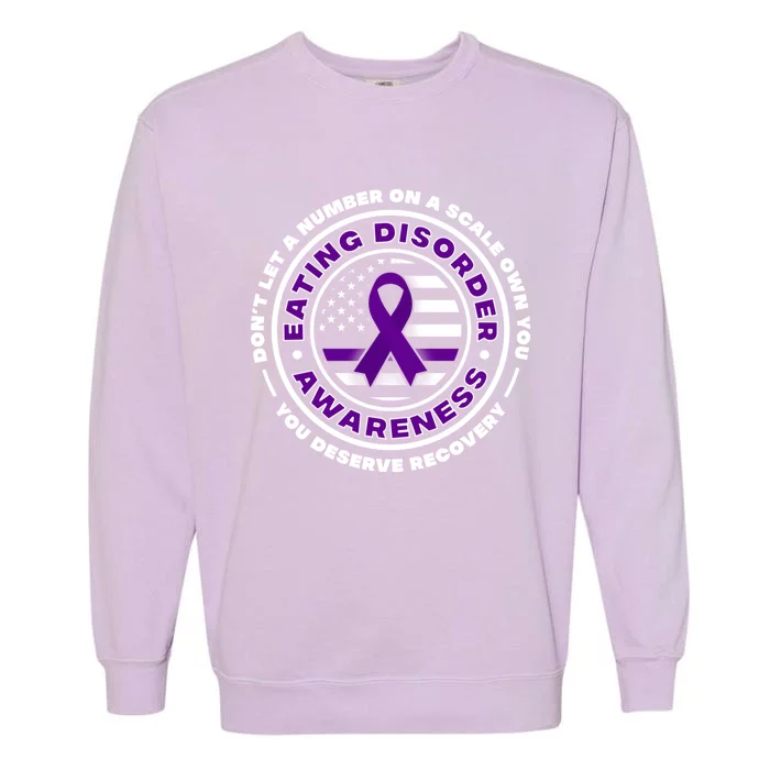 Us Flag With Purple Ribbons For Eating Disorder Awareness Cool Gift Garment-Dyed Sweatshirt