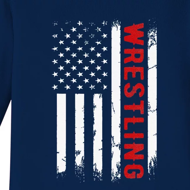 Usa Flag Wrestling American Flag Wrestling Wrestle Baby Long Sleeve Bodysuit