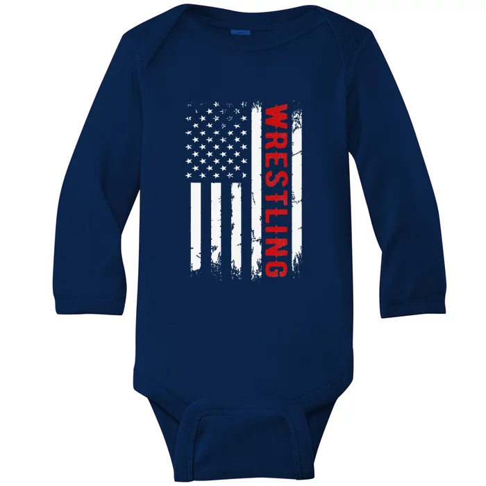 Usa Flag Wrestling American Flag Wrestling Wrestle Baby Long Sleeve Bodysuit