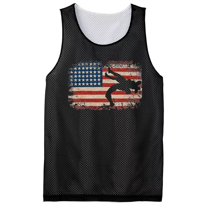 Usa Flag Wrestling American Flag Wrestling Wrestle Gift Mesh Reversible Basketball Jersey Tank