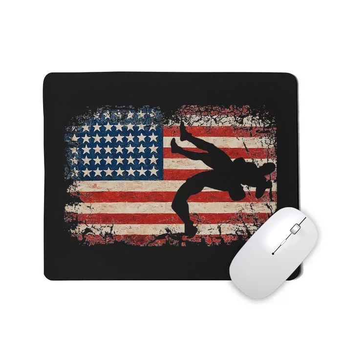 Usa Flag Wrestling American Flag Wrestling Wrestle Gift Mousepad