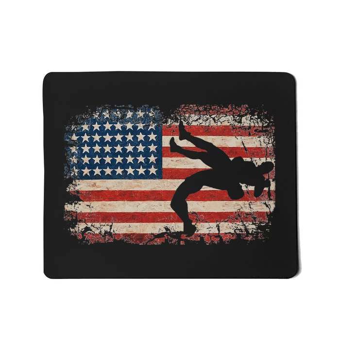 Usa Flag Wrestling American Flag Wrestling Wrestle Gift Mousepad