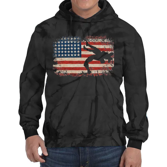 Usa Flag Wrestling American Flag Wrestling Wrestle Gift Tie Dye Hoodie