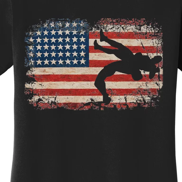 Usa Flag Wrestling American Flag Wrestling Wrestle Gift Women's T-Shirt