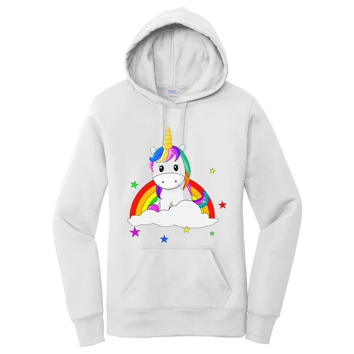 Unicorn for with rainbow and stars Women's Pullover Hoodie