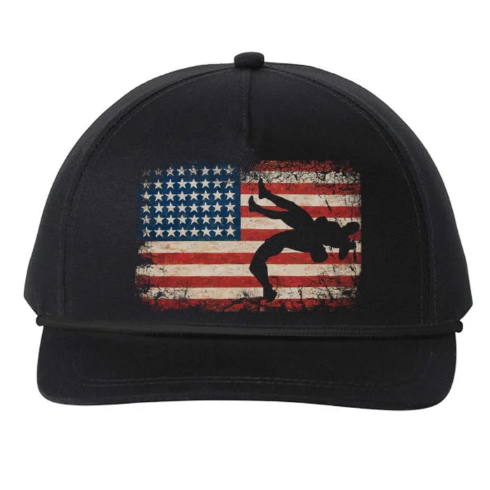 Usa Flag Wrestling American Flag Wrestling Wrestle Gift Snapback Five-Panel Rope Hat