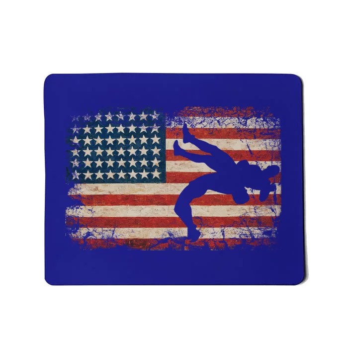 Usa Flag Wrestling American Flag Wrestling Wrestle Gift Mousepad