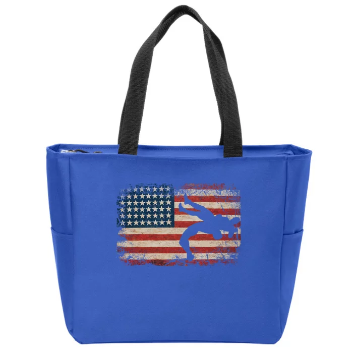 Usa Flag Wrestling American Flag Wrestling Wrestle Gift Zip Tote Bag