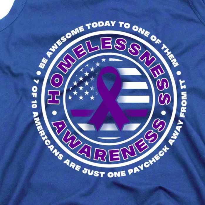 Usa Flag With Purple Ribbons For Homelessness Awareness Gift Tank Top