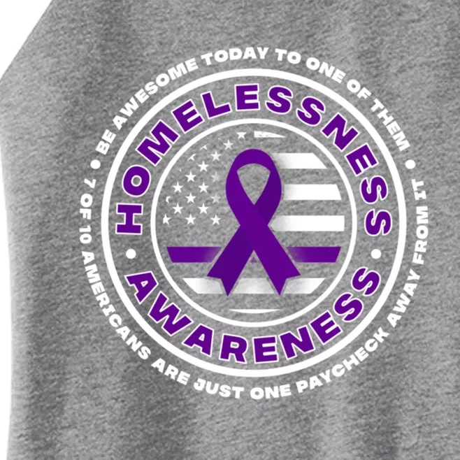 Usa Flag With Purple Ribbons For Homelessness Awareness Gift Women’s Perfect Tri Rocker Tank