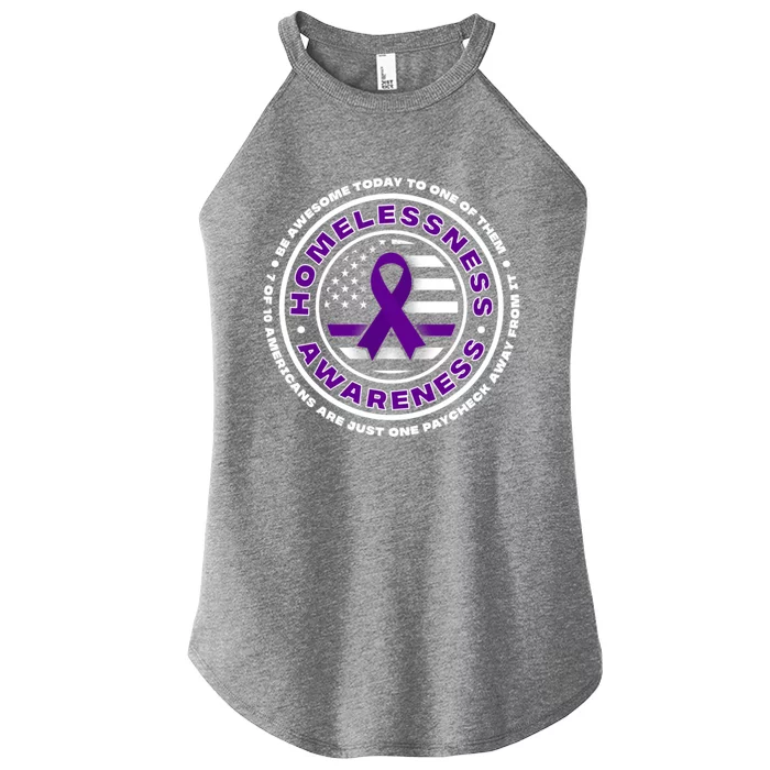 Usa Flag With Purple Ribbons For Homelessness Awareness Gift Women’s Perfect Tri Rocker Tank