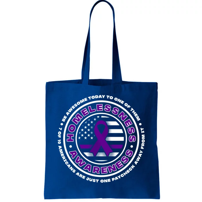 Usa Flag With Purple Ribbons For Homelessness Awareness Great Gift Tote Bag