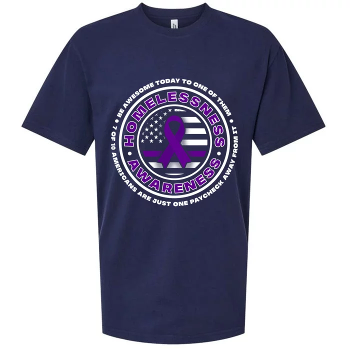 Usa Flag With Purple Ribbons For Homelessness Awareness Great Gift Sueded Cloud Jersey T-Shirt