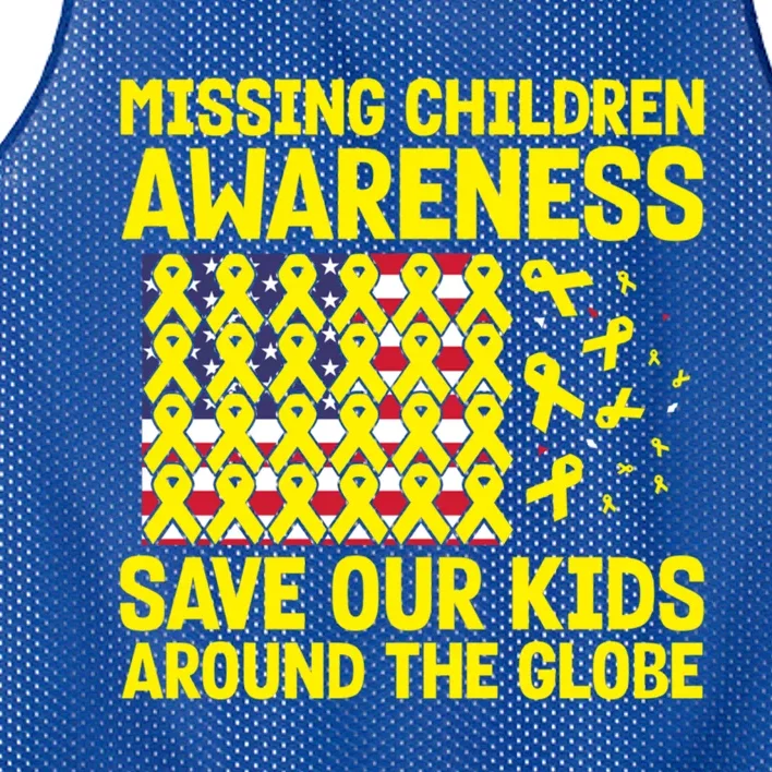 Usa Flag With Yellow Ribbons For Missing Awareness Cute Gift Mesh Reversible Basketball Jersey Tank