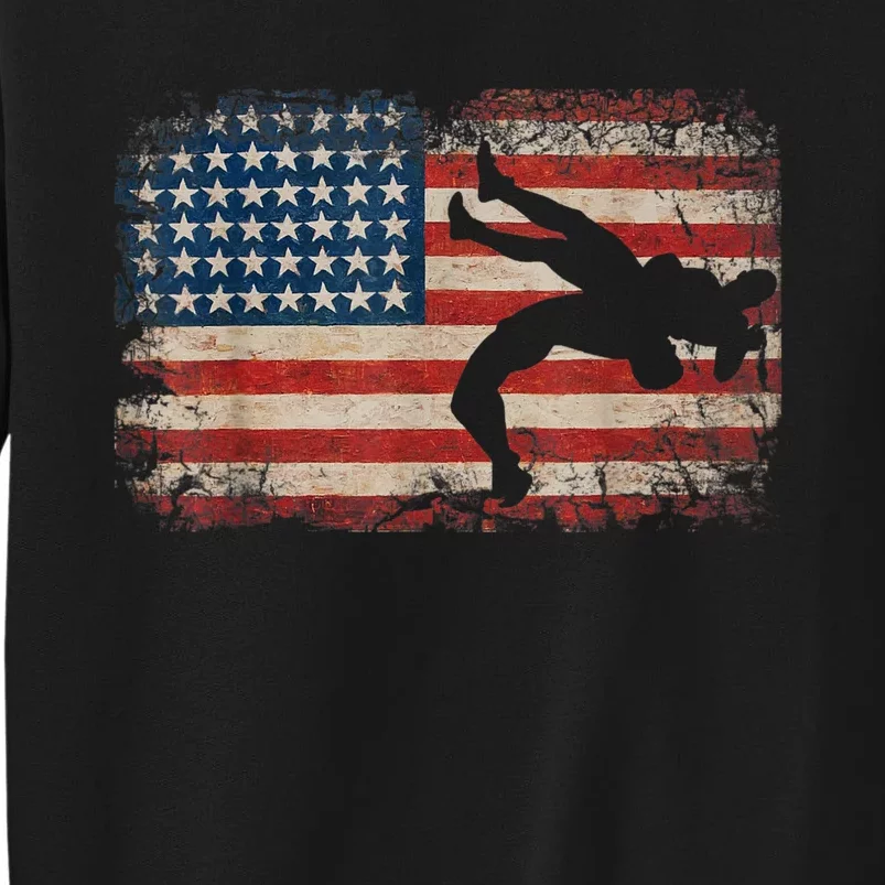 Usa Flag Wrestling American Flag Wrestling Wrestle Tall Sweatshirt