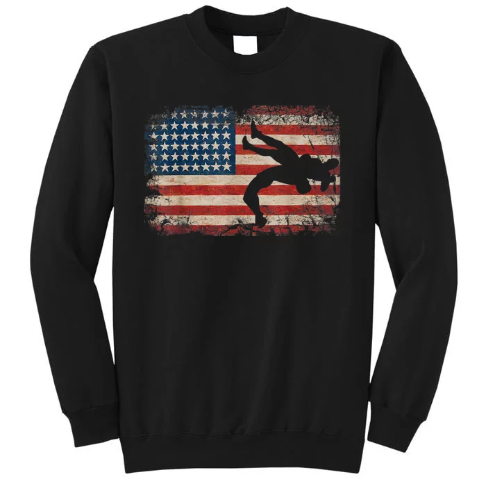 Usa Flag Wrestling American Flag Wrestling Wrestle Tall Sweatshirt