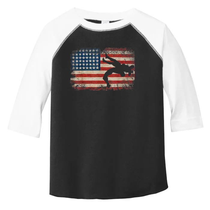 Usa Flag Wrestling American Flag Wrestling Wrestle Toddler Fine Jersey T-Shirt