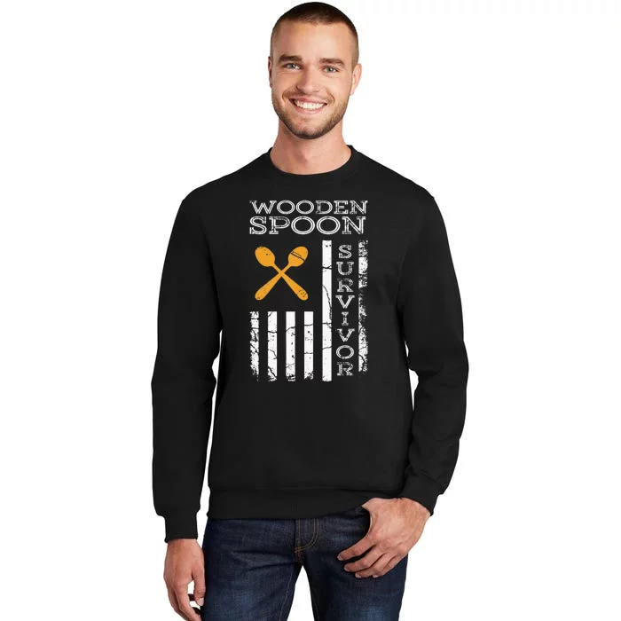 Us Flag Wooden Spoon Survivor Humor Expression Sweatshirt