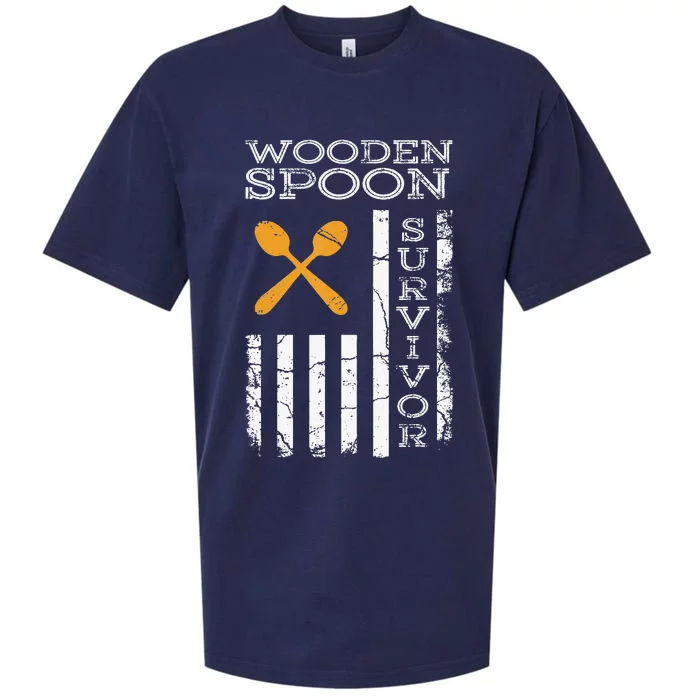 Us Flag Wooden Spoon Survivor Humor Expression Sueded Cloud Jersey T-Shirt