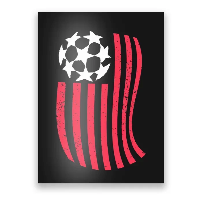 USA Flag With Soccer Ball Distressed Graphic Poster