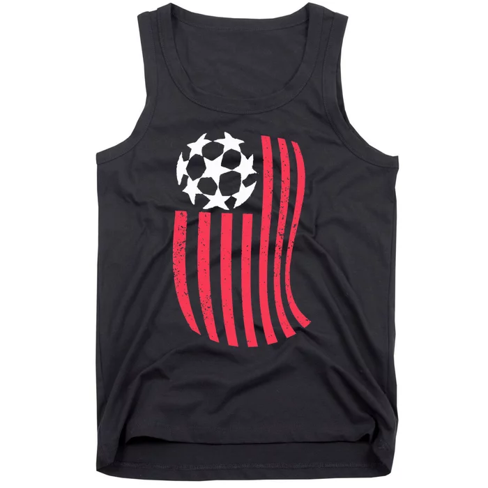 USA Flag With Soccer Ball Distressed Graphic Tank Top