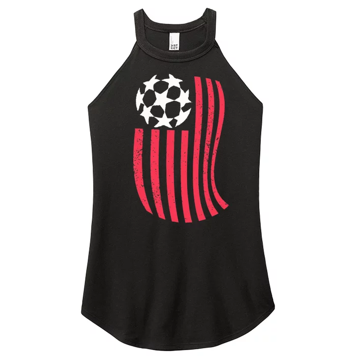 USA Flag With Soccer Ball Distressed Graphic Women’s Perfect Tri Rocker Tank