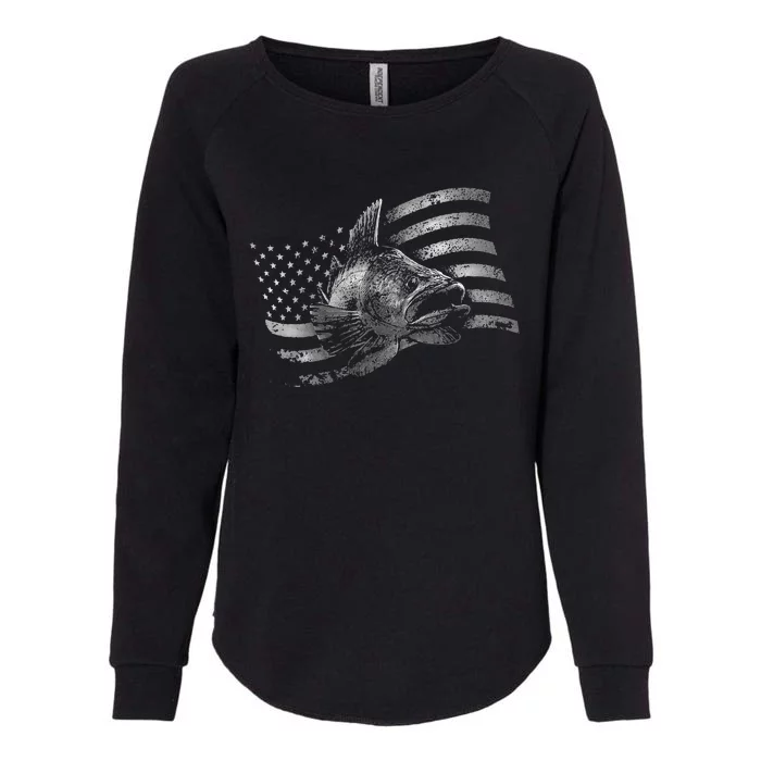 USA Flag Walleye Fishing Design Womens California Wash Sweatshirt