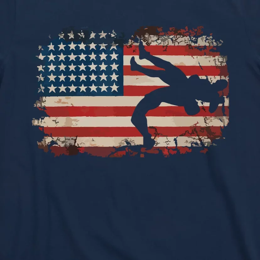 Usa Flag Wrestling American Flag Wrestling Wrestle Gift T-Shirt