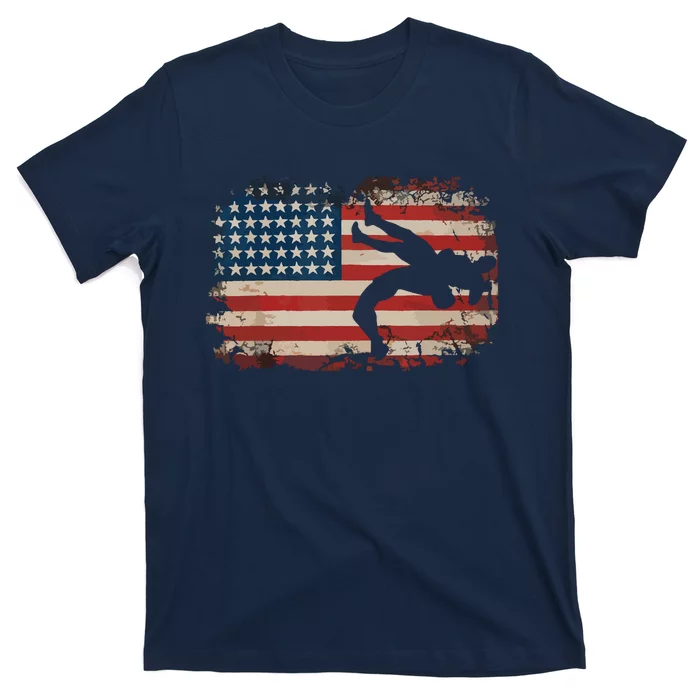 Usa Flag Wrestling American Flag Wrestling Wrestle Gift T-Shirt