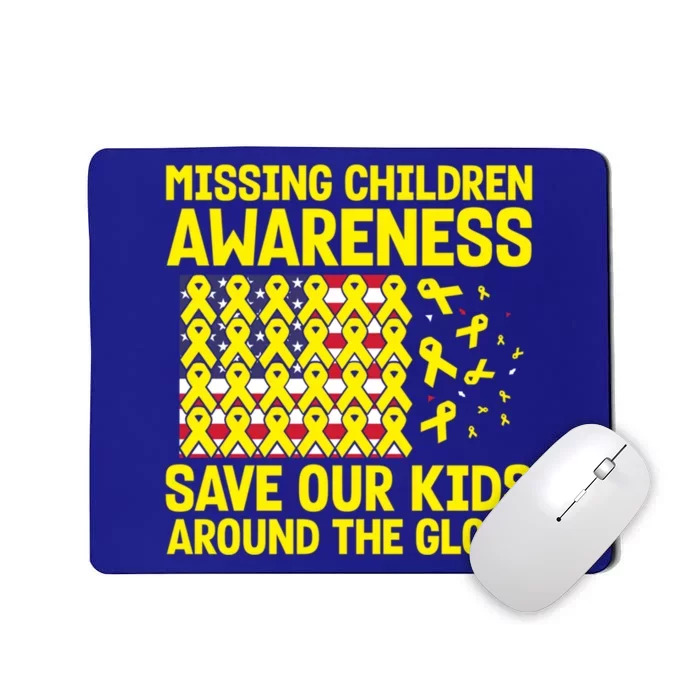 Usa Flag With Yellow Ribbons For Missing Awareness Gift Mousepad