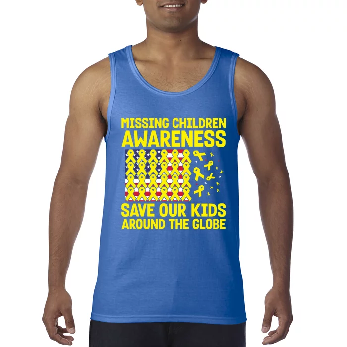 Usa Flag With Yellow Ribbons For Missing Awareness Gift Tank Top