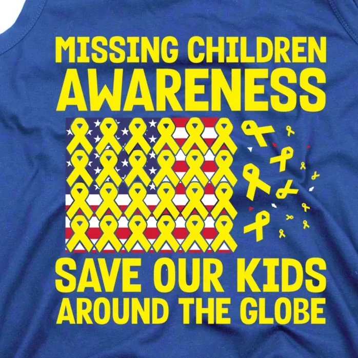 Usa Flag With Yellow Ribbons For Missing Awareness Gift Tank Top