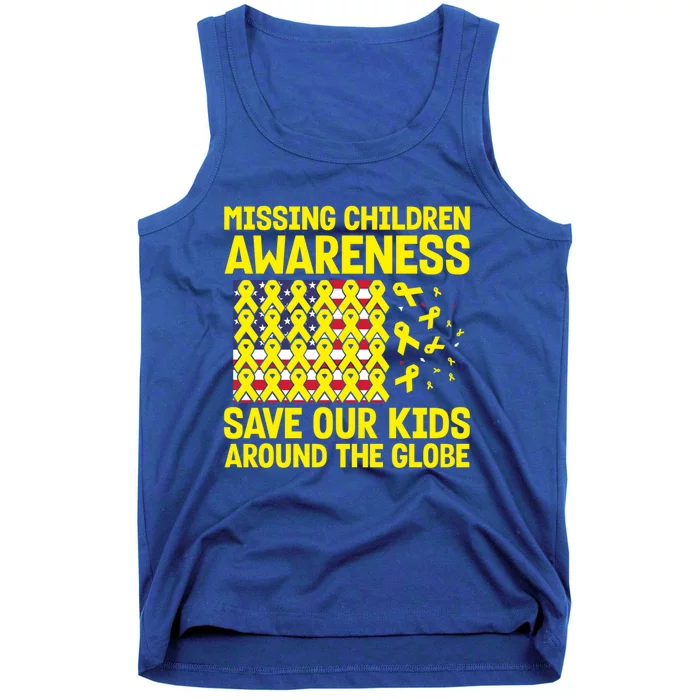 Usa Flag With Yellow Ribbons For Missing Awareness Gift Tank Top