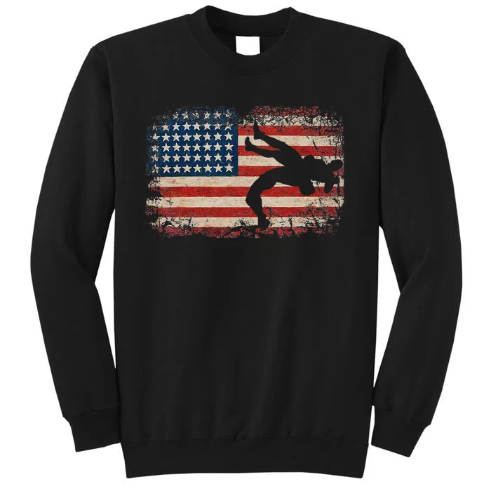 Usa Flag Wrestling American Flag Tall Sweatshirt