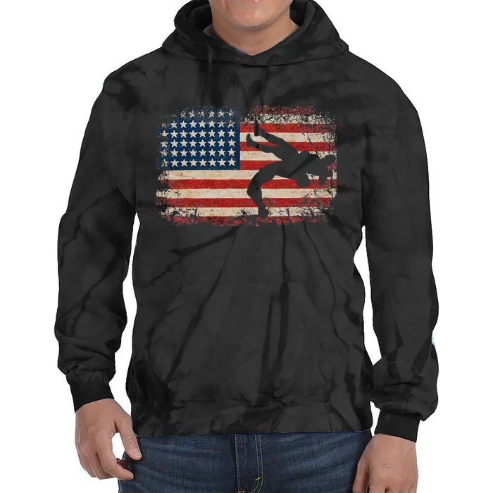 Usa Flag Wrestling American Flag Tie Dye Hoodie