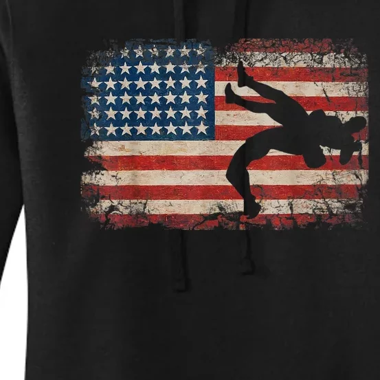 Usa Flag Wrestling American Flag Wrestling Wrestle Gift TShirt Women's Pullover Hoodie