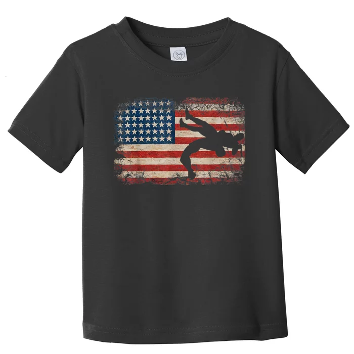 Usa Flag Wrestling American Flag Wrestling Wrestle Gift TShirt Toddler T-Shirt