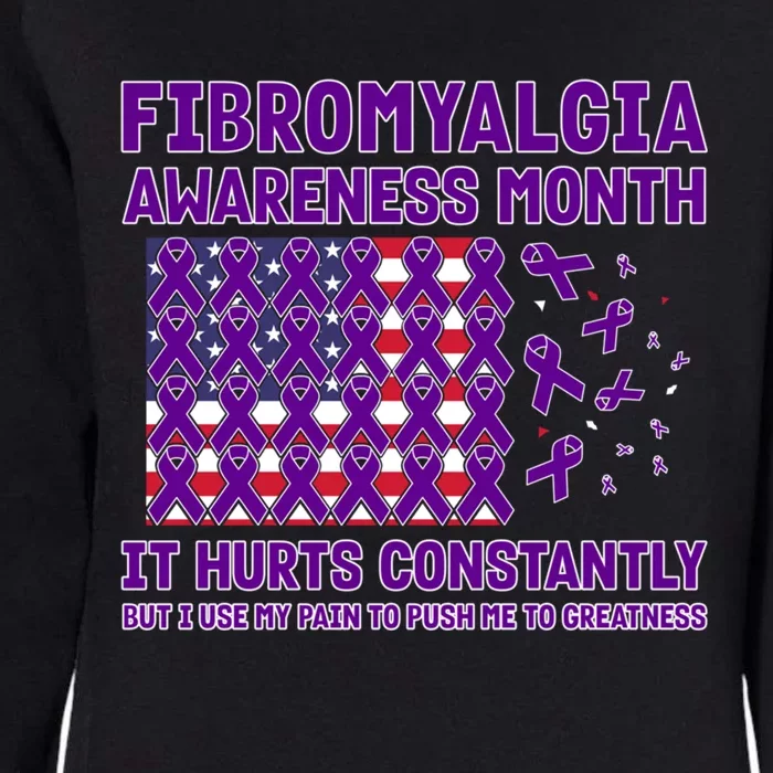 Usa Flag W Purple Ribbons For Fibromyalgia Awareness Month Funny Gift Womens California Wash Sweatshirt