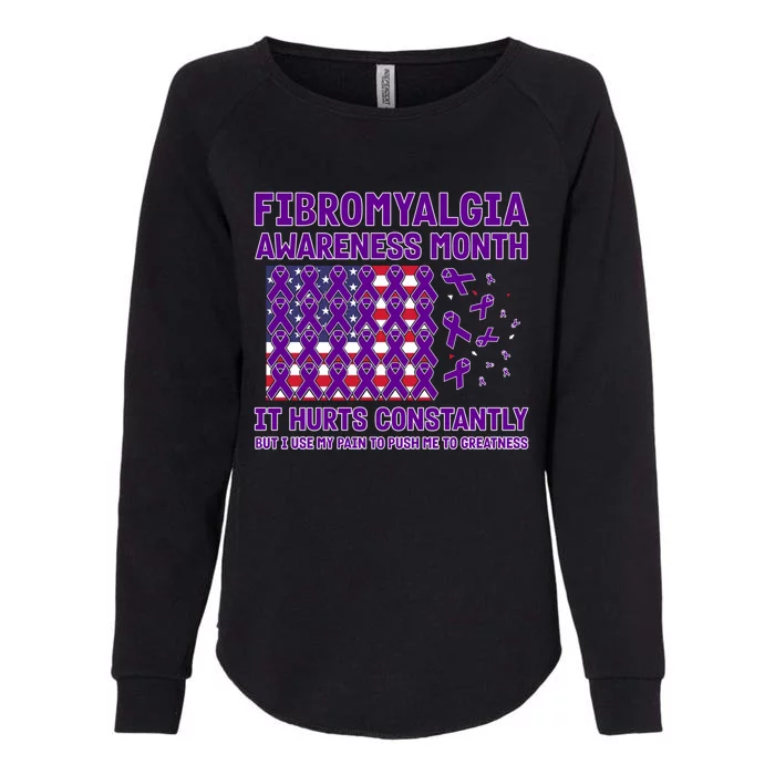 Usa Flag W Purple Ribbons For Fibromyalgia Awareness Month Funny Gift Womens California Wash Sweatshirt