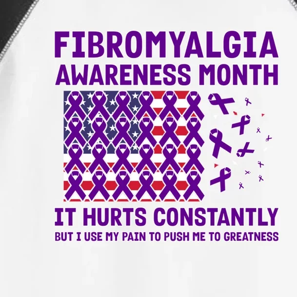 Usa Flag W Purple Ribbons For Fibromyalgia Awareness Month Funny Gift Toddler Fine Jersey T-Shirt