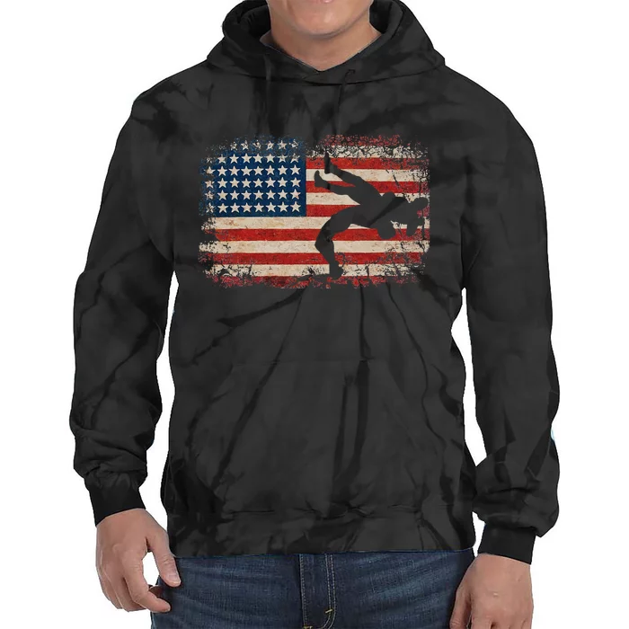 Usa Flag Wrestling American Flag Wrestling Wrestle Gift Tie Dye Hoodie