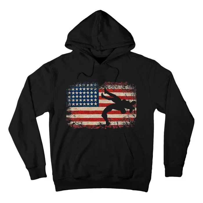 Usa Flag Wrestling American Flag Wrestling Wrestle Gift Tall Hoodie